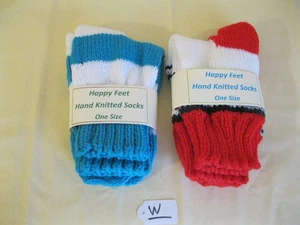 Paar x 2 handgestrickte Socken, Bett Welly bequem, Einheitsgröße, maßgeschneiderte Neuheit Unisex - Bild 1 von 2
