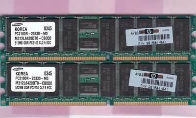 1GB 2x512MB PC2100R DDR-266 SAMSUNG M312L6420DT0-CB0Q0 HP 261584-041 ECC REG Kit - Image 1 of 2