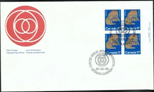 Canada sc#856 14th World Congress of Rehabilitation, UR Imprint Block, FDC - Picture 1 of 2