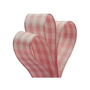 5/8" Wide Light Pink Gingham Grosgrain Ribbon - 25 Yds (Not Wired) (57018839) - Picture 1 of 1