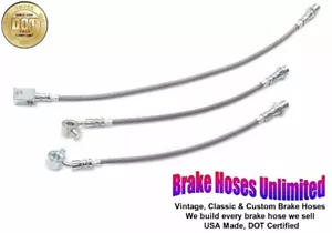 STAINLESS BRAKE HOSE SET Chevrolet Truck C10, 1971 1972 w/ 2" Drop Spindle, Coil - Picture 1 of 2