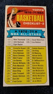 1970-71 Topps Basketball - #101 Topps NBA Basketball Checklist 2 Unmarked - Picture 1 of 2