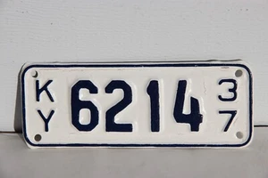 1937 Kentucky  Motorcycle  license plate 6214 - Picture 1 of 2