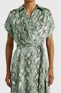 Lauren Ralph Lauren Womens Green Satin Snake Print Midi Dress 16 - Picture 1 of 5