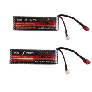 2Pcs 7.4V 2600mAh Lipo Battery T Plug For WLtoys 4WD RC Cars 1/14 Upgrade Parts - Picture 1 of 9