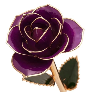 Royal Purple Gold Dipped Rose - Picture 1 of 2