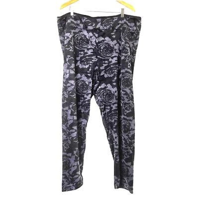 A293100 CUDDL DUDS Double Plush Velour Leggings Grey Shadow Floral XL - Image 1 of 4