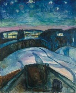 Starry Night Edvard Munch 1922 Expressionist Norwegian Landscape Art Print - Picture 1 of 2