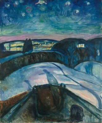 Starry Night Edvard Munch 1922 Expressionist Norwegian Landscape Art Print - Image 1 of 2