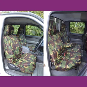 Fundas de asiento camufladas delanteras y traseras verdes delanteras y traseras a medida para Ford Ranger 2006-2011 - Imagen 1 de 4
