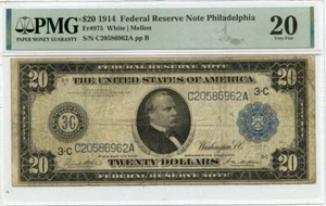 1914 $20 Federal Reserve Note Philadelphia PA PMG VF20 GCC Gold - Picture 1 of 2