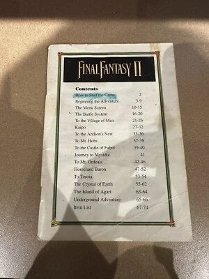 Final Fantasy II 2 Instruction Manual Booklet Super Nintendo SNES Missing Front - Image 1 of 3
