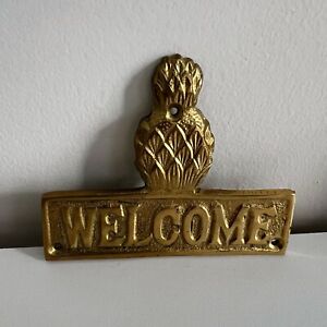 Vintage Brass Exchange Solid Brass Welcome Plaque Pineapple Blowing Rock NC