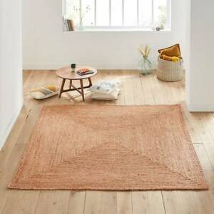 Rug Jute Square Shape Carpet Decorative 100% Jute Rug Braided Modern Rustic Look