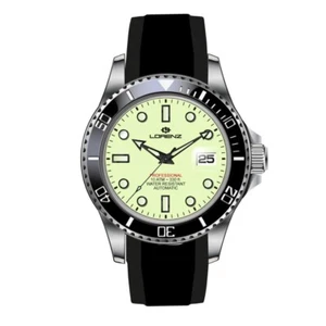 Orologio LORENZ uomo Submarine automatico gomma nero / panna 030197LL - Foto 1 di 5