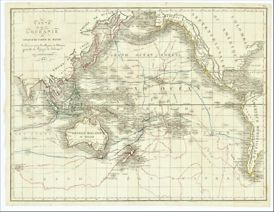Antique Map "Carte de L'Oceanie ou Cinquième Partie du Monde" A. Tardieu, 1821 - Image 1 of 4