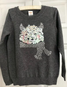 NWT Gymboree Girl Grey Yeti Sequin Sweater 5 6 7 8  - Picture 1 of 4