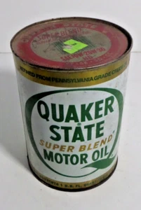 Lata de aceite Quaker State súper mezcla de acero completa vintage - Imagen 1 de 2