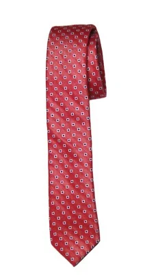 Corbata estrecha delgada de algodón de seda de pingüino original de $55 roja blanca azul geométrica Foto 1 de 2