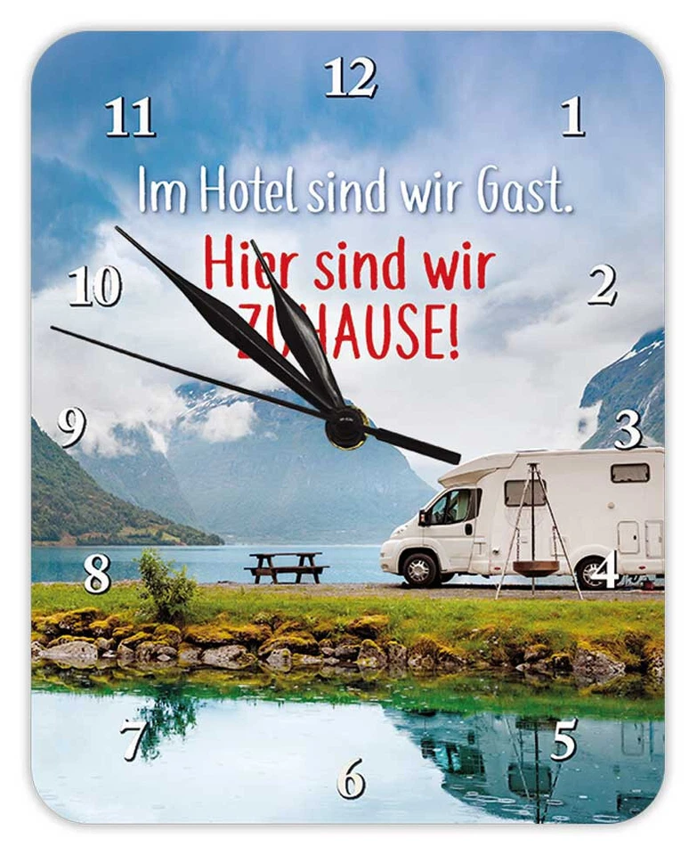 BLECHWAREN FABRIK BRAUNSCHWEIG GMBH Hier sind wir Zuhause! Camper Camping - Wanduhr aus Blech 20 x 25 cm KU30