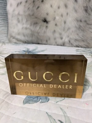 Authentic Gucci Official Dealer Clear Lucite And Gold Store Display - Image 1 of 4