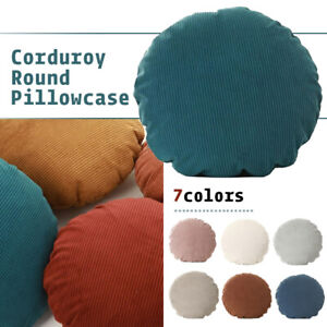 Round Corduroy Cushion Cover Circle Soft Feel Waist Pillow Case Sofa Home Decor