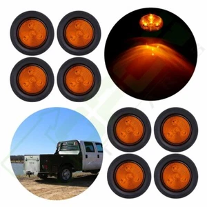 8pcs Round 2.5" Amber 4LED Truck Trailer Clearance Side Marker Lights Tail Lamp - Picture 1 of 7