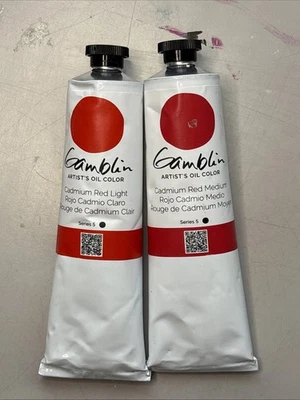 Gamblin Artist’s Oil Colors -50 Ml. Tubes Lot Of 2, Series 5, Cadmium Reds  - Image 1 of 4