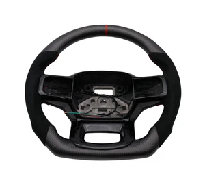 Matte Real Carbon Fiber Steering Wheel Fits 21-25 Ford F150 F-150 F 150 w/ Heat - Picture 1 of 7