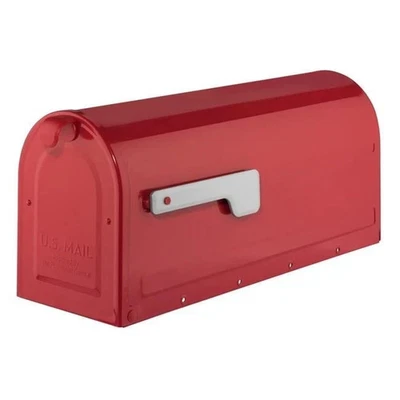 Architectural Mailboxes 7600R MB1 Post Mount Mailbox - Red with Silver Flag USA - Image 1 of 2
