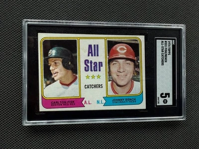 1974 Topps Set-Break #331 All-Star Catchers Fisk/Bench Foto 1 de 2