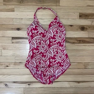 Lands’ End Women’s Size 14 One Piece Fuchsia Paisley Print Swimsuit - Picture 1 of 3