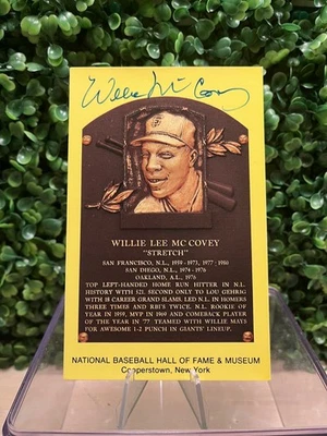Willie McCovey Signed HOF Plaque Postcard NY Giants Autograph JSA Authenticated  - Image 1 of 4