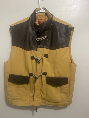 Colete de Couro Marc Buchanan Pelle Lona Vintage Anos 90 Raro com Zíper Y2 XXL - Imagem 1 de 4