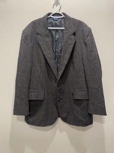 PENDLETON Mens 44 Long Blazer Sport Coat Gray Plaid Three Button Virgin Wool  - Picture 1 of 16
