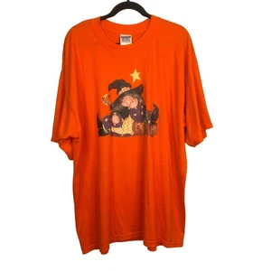 Vintage 90s HALLOWEEN Shirt Embroidered witch pumpkin Shirt XXL - Picture 1 of 5