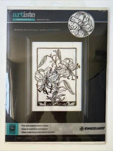 NUEVO Artiste Zweistik Lirios Blackwork Contados Punto de Cruz Kit 7x9 Lino Floral - Imagen 1 de 2