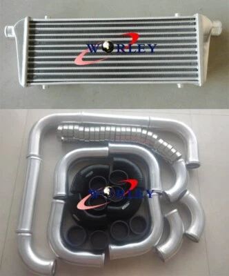 550 x 230 x 50mm FMIC Intercooler + Black Piping Kit 2.25" I/O TURBO Tube & Fin - image 1 of 4