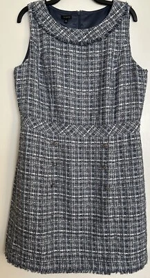NEW! Talbots Sheath /Lined Dress~ Sz 14 ~Blue /Gray Tweed ~ Sleeveless - Image 1 of 4