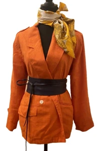 Vtg 1980s Designer Blazer Dejac Paris Saks Jandel Double Breasted Persimmon - Picture 1 of 8