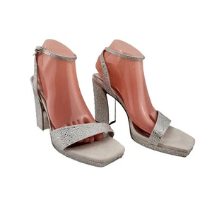 Franco Sarto Women's L-Daffy Ankle Strap Heeled Rhinestones Silver Size 9.5 M - Picture 1 of 10