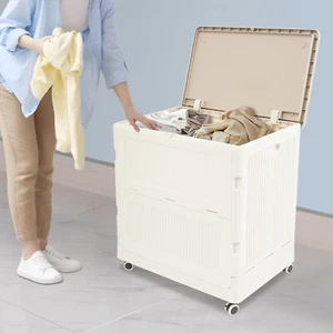 122L Foldable Laundry Hamper Rolling Laundry Basket Cart with Wheels Collapsible - Picture 1 of 24