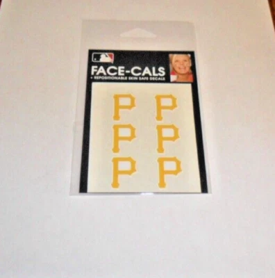 MLB PITTSBURGH PIRATES 6 TEMPORARY FACE TATTOOS FACE-CALS FAST FREE SHIPPING - Image 1 of 2
