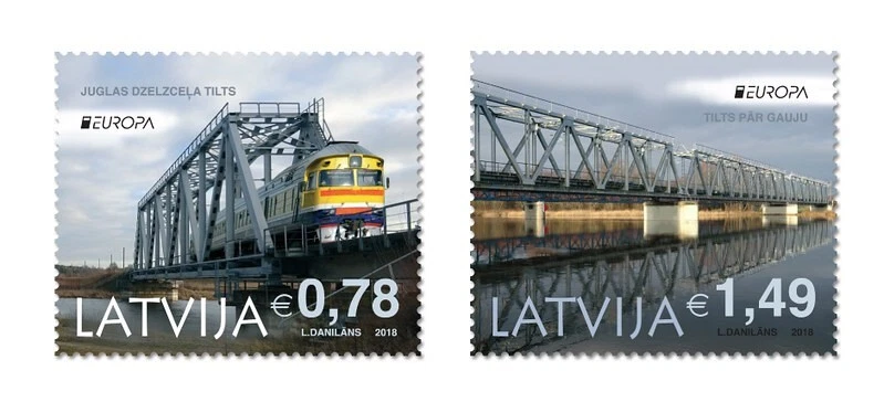 Sello de LETONIA 2018 - EUROPA - Puentes ferroviarios (2 sellos) Foto 1 de 1