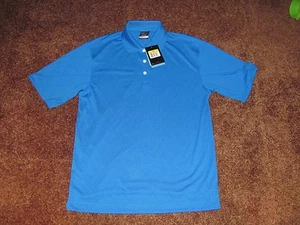 NIKE DRI-FIT GOLF POLO SHIRT AZURE BLUE DIAMOND PATTERN MENS SMALL NWT NEW TAGS - Picture 1 of 4