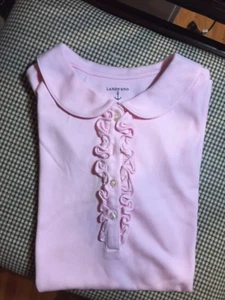 Lands‘ End Girls Sz. 16 Pink Ruffle Placket School Uniform Top - Picture 1 of 4