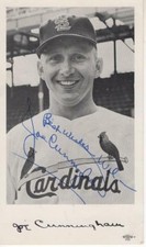 JOE CUNNINGHAM ST. LOUIS CARDINALS SIGNED AUTOGRAPHED 3X5 POSTCARD W/COA