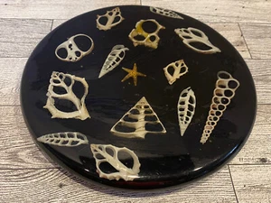 Vintage Lucite Resin Trivet Hot Plate Acrylic Beach Sea Shells Footed - Picture 1 of 5