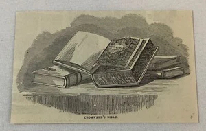 1876 magazine engraving~ OLIVER CROMWELL'S BIBLE - Picture 1 of 1