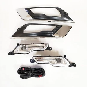 Fit 2017-2018 Ford Fusion LED Clear Fog Lights Kit Bezel Switch Wiring Harness - Picture 1 of 10
